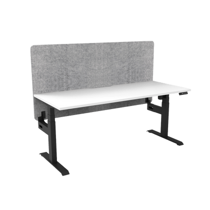 Boost Light Electric Height Adjustable Desk with Grey Eco Panel Screen 1200x750 White Top / Black Frame No Cable Tray