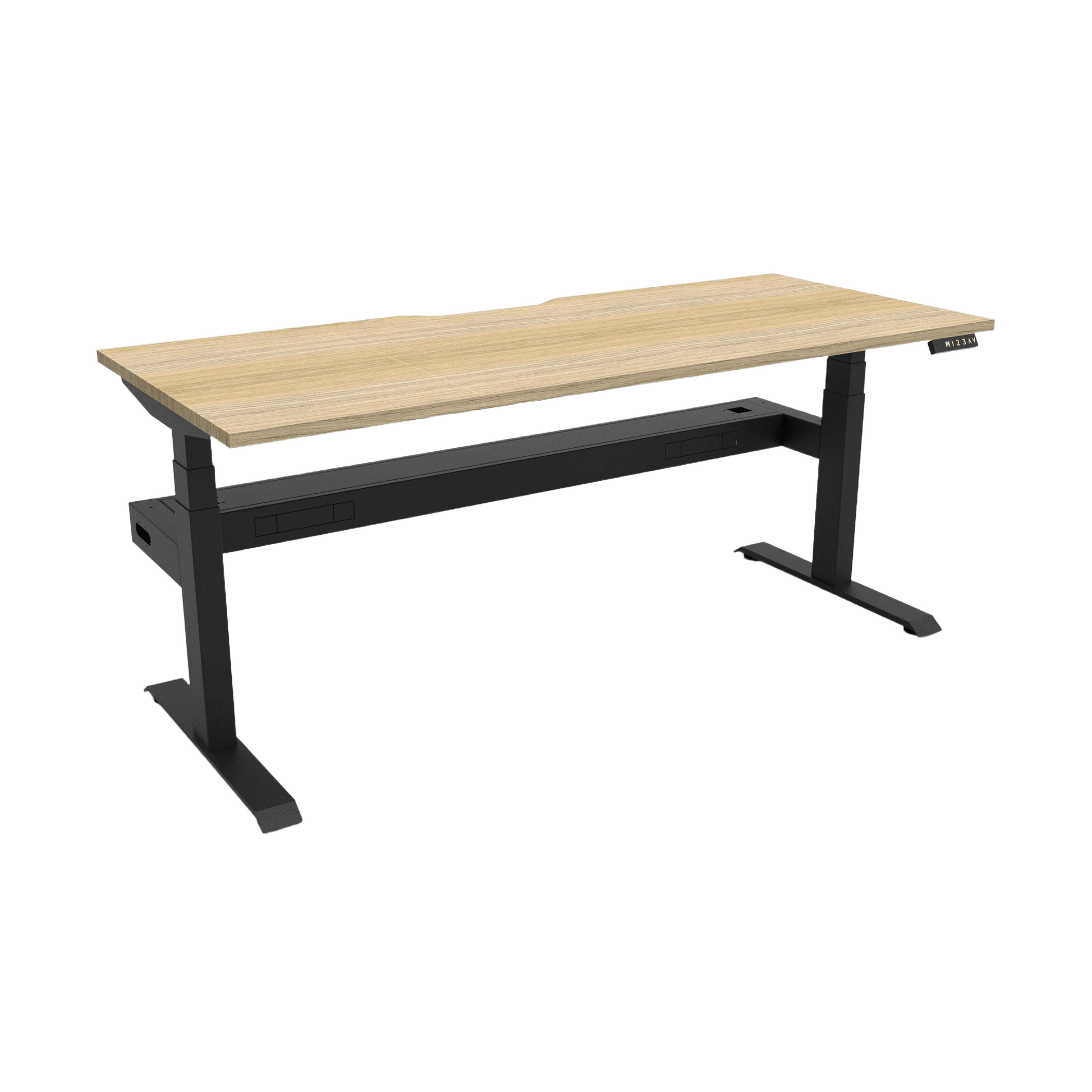 Boost Plus Electric Height Adjustable Desk 1200mm Natural Oak Top & Black Frame With Cable Tray/Without Screen - Office Furniture Company