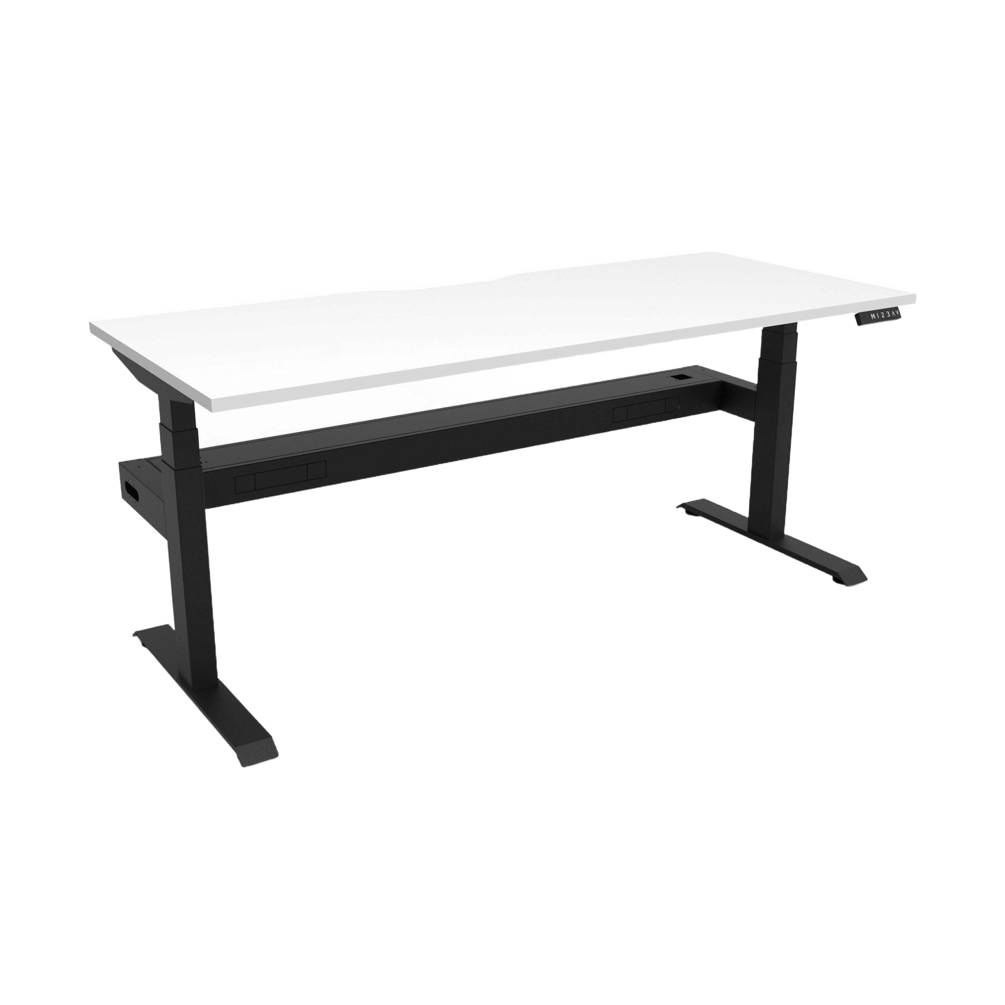 Boost Plus Electric Height Adjustable Desk 1200mm Natural White Top & Black Frame With Cable Tray/Without Screen - Office Furniture Company
