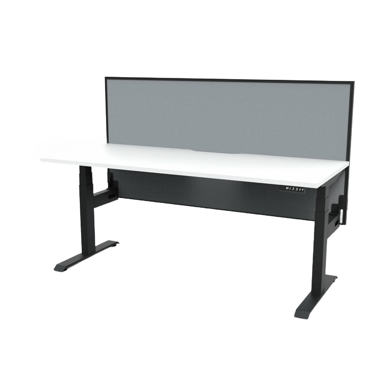 Boost Plus Electric Height Adjustable Desk 1200mm Natural White Top & Black Frame Without Cable Tray/With Screen - Office Furniture Company
