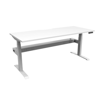 Boost Plus Electric Height Adjustable Desk 1200mm Natural White Top & White Frame With Cable Tray/Without Screen - Office Furniture Company