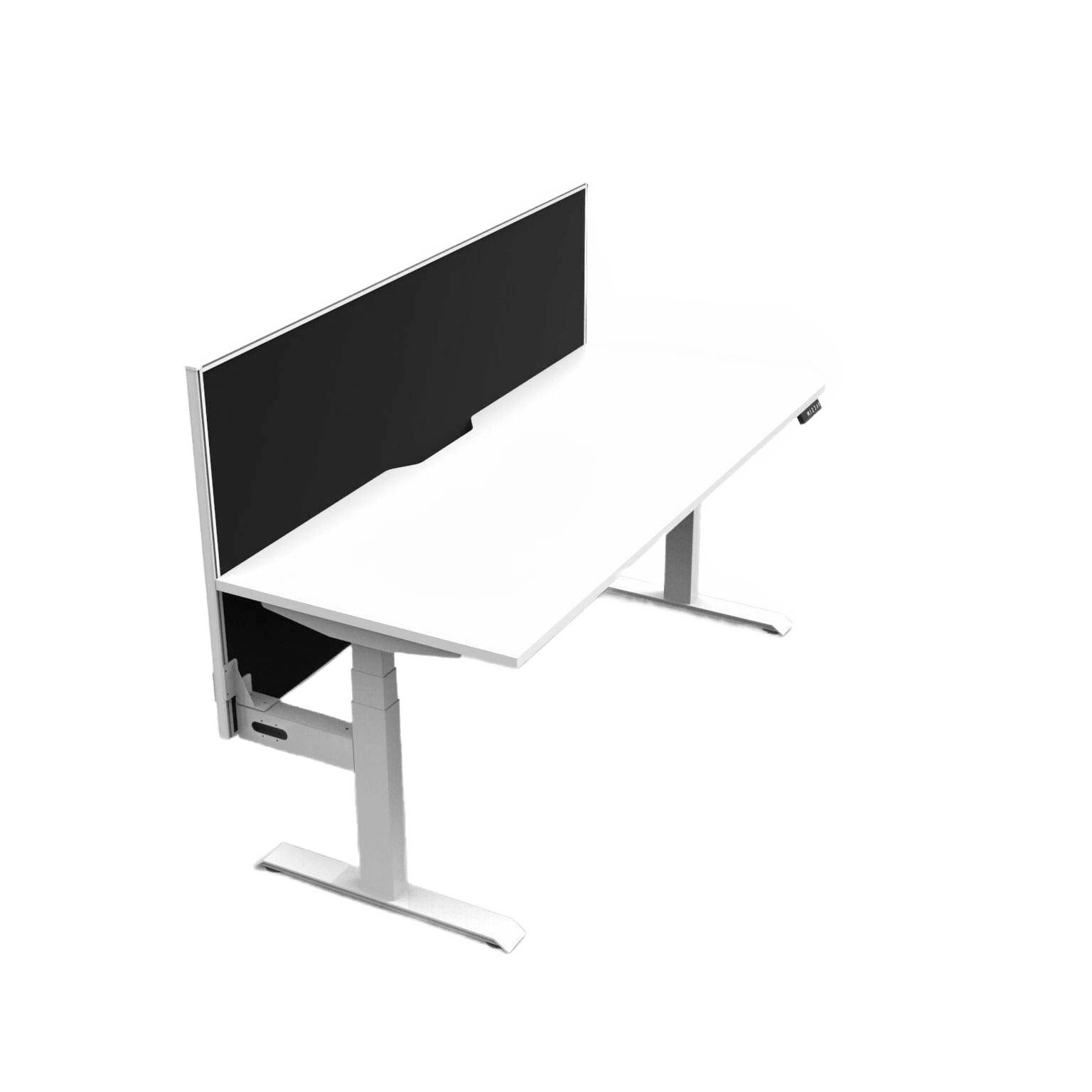 Boost Plus Electric Height Adjustable Desk 1200mm Natural White Top & White Frame Without Cable Tray/With Screen - Office Furniture Company