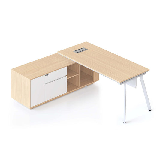 Casa Executive Desk with Cabinet Black Powdercoat Eternity LHS Cabinet Return