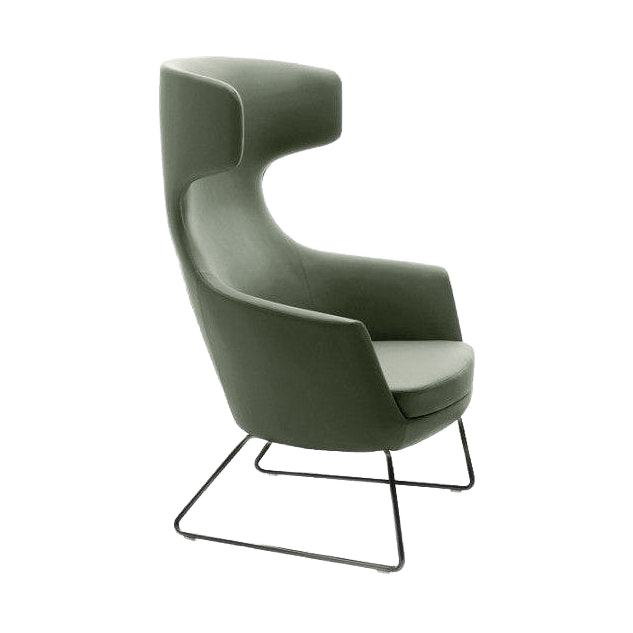 Delphi Hush Armchair Timber Cross Base Oak Stain - Office Furniture Company