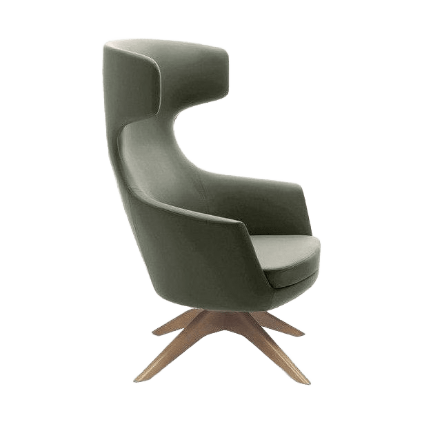 Delphi Hush Armchair Timber Swivel Base Oak Stain - Office Furniture Company