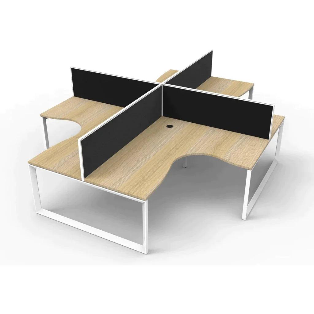 Deluxe Loop 4 Person Corner Workstation with Screens - Office Furniture Company 