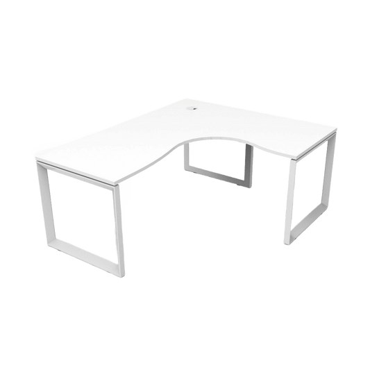 Deluxe Loop Leg Corner Workstation 1500 X 1500 Natural White White Powdercoat - Office Furniture Company