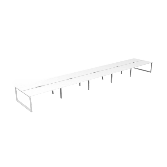Deluxe Loop Leg Double Sided 10 Person Workstations 10 X (1200 X 750) Natural White White Powdercoat - Office Furniture Company