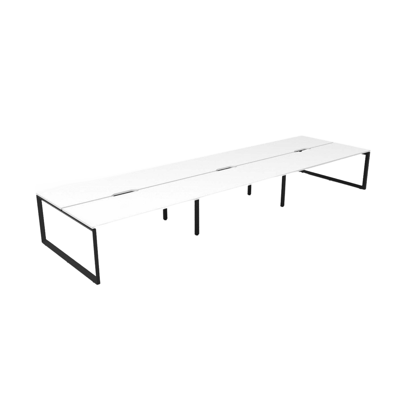 Deluxe Loop Leg Double Sided 6 Person Workstations 6 x 1200x750 / White / Black Powdercoat