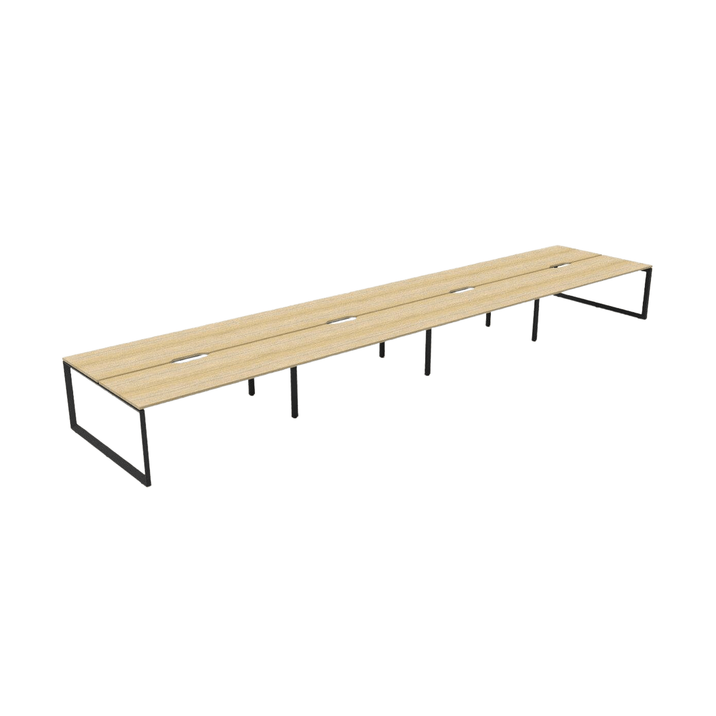 Deluxe Loop Leg Double Sided 8 Person Workstations 8 x 1200x750 / Natural Oak / Black Powdercoat