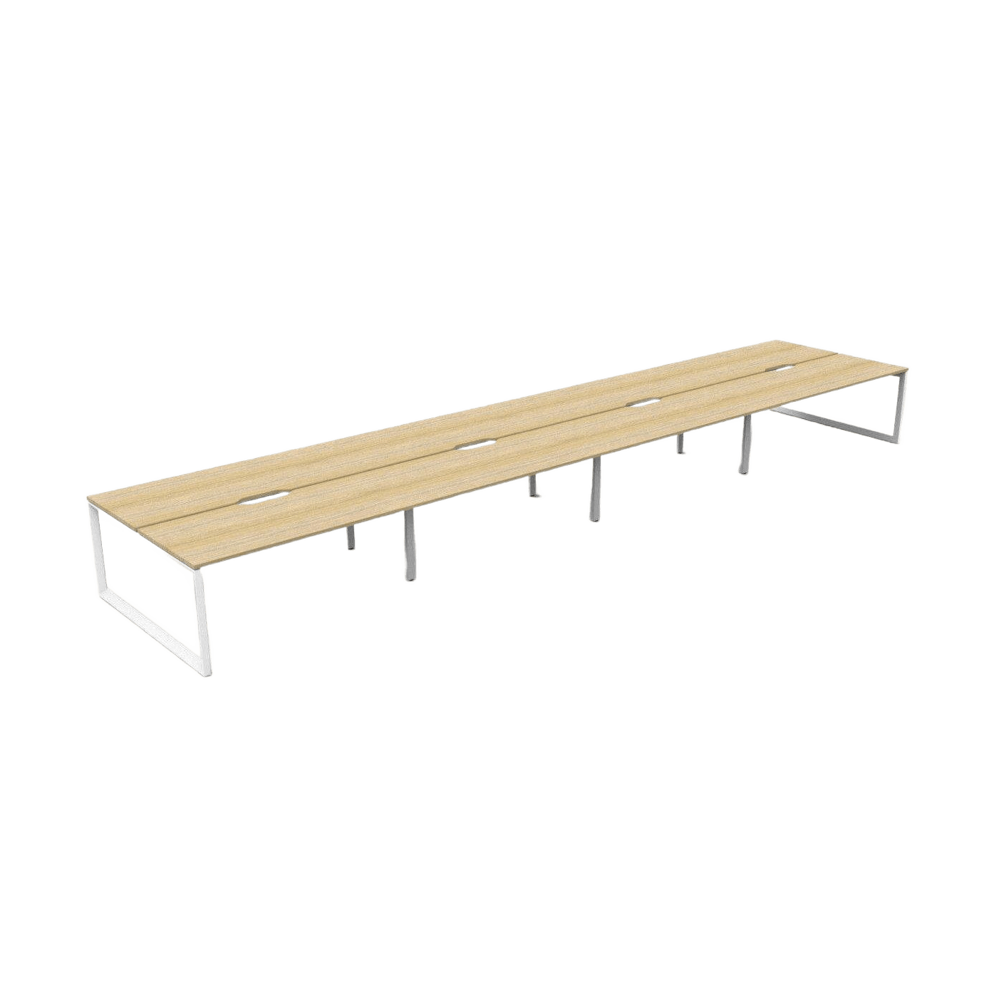Deluxe Loop Leg Double Sided 8 Person Workstations 8 x 1200x750 / Natural Oak / White Powdercoat