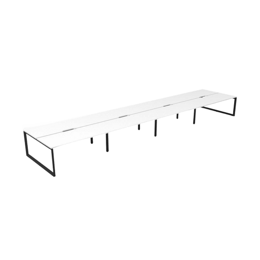 Deluxe Loop Leg Double Sided 8 Person Workstations 8 X (1200 X 750) Natural White Black Powdercoat - Office Furniture Company