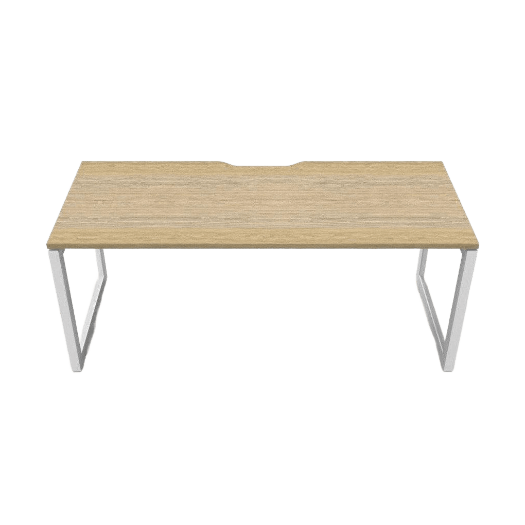 Deluxe Loop Leg Office Desk 1200x750 Natural Oak White Powdercoat