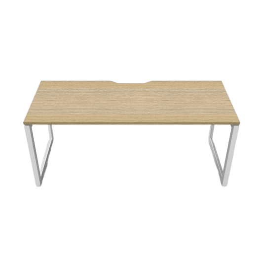 Deluxe Loop Leg Office Desk 1200 X 750 Natural Oak White Powdercoat - Office Furniture Company