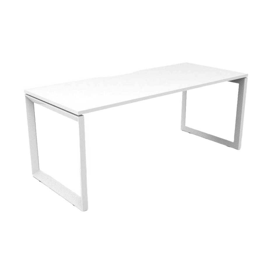 Deluxe Loop Leg Office Desk 1200x750 Natural Oak White Powdercoat