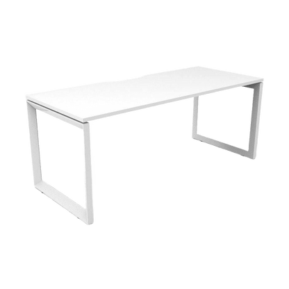 Deluxe Loop Leg Office Desk 1200x750 Natural Oak White Powdercoat