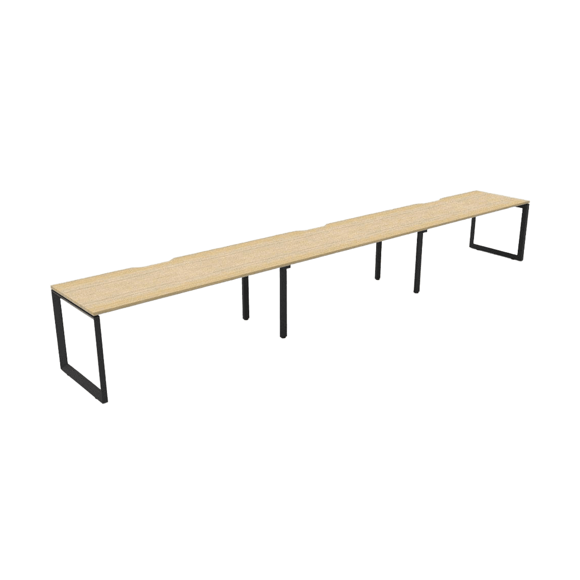 Deluxe Loop Leg Single Sided 3 Person Workstations 3 x 1200x750 / Natural Oak / Black Powdercoat