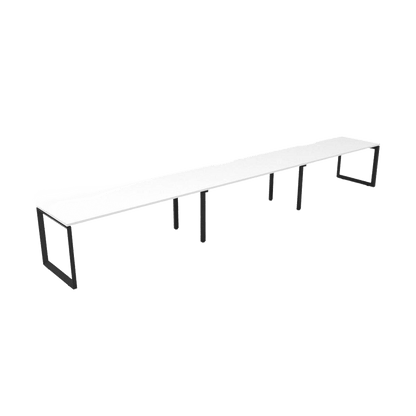 Deluxe Loop Leg Single Sided 3 Person Workstations 3 x 1200x750 / White / Black Powdercoat