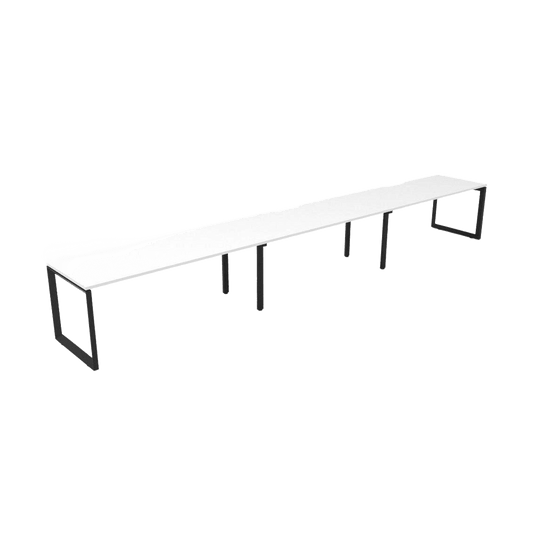 Deluxe Loop Leg Single Sided 3 Person Workstations 3 X ( 1200 X 750 ) White Melamine Black Powdercoat - Office Furniture Company