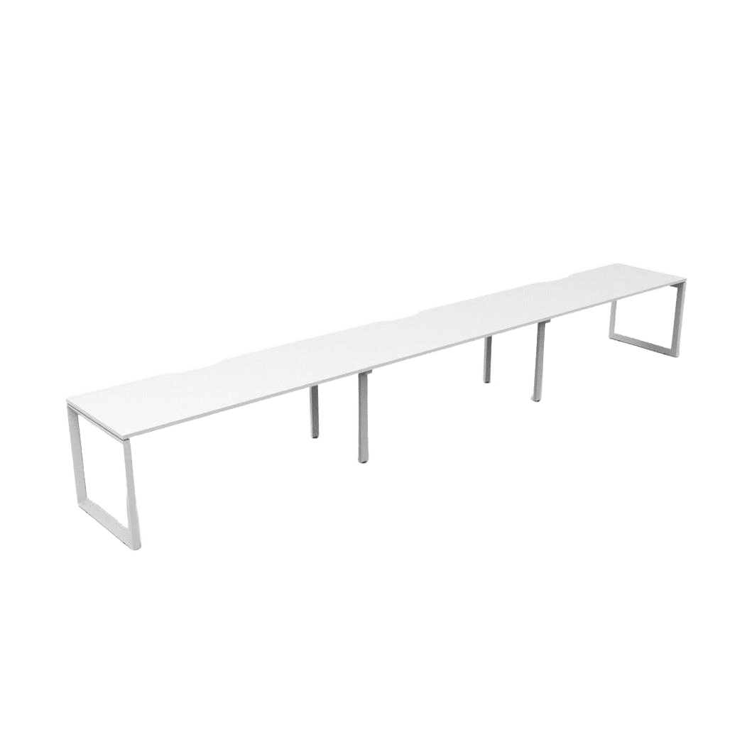 Deluxe Loop Leg Single Sided 3 Person Workstations 3 x 1200x750 / White / White Powdercoat