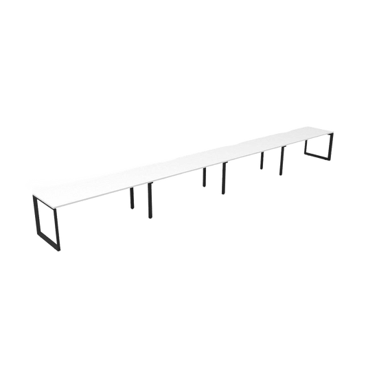 Deluxe Loop Leg Single Sided 4 Person Workstations 4 X ( 1200 X 750 ) White Melamine Black Powdercoat - Office Furniture Company