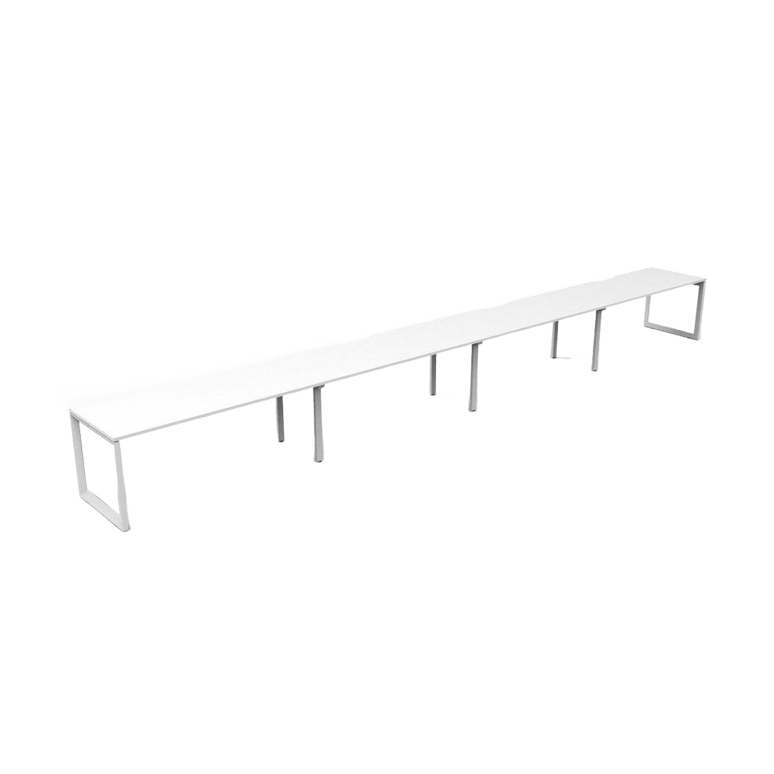 Deluxe Loop Leg Single Sided 4 Person Workstations 4 x 1200x750 White White Powdercoat