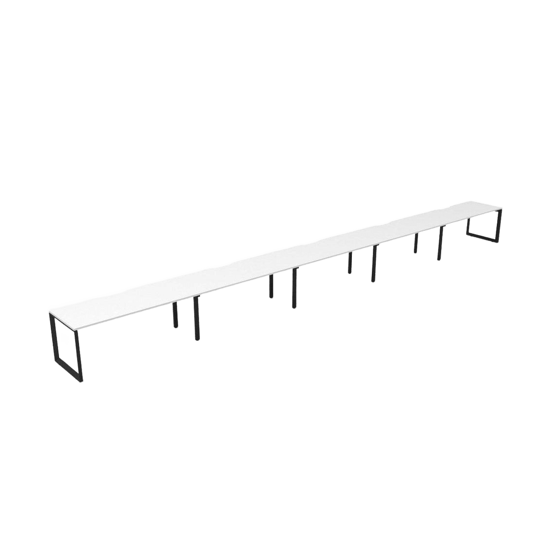 Deluxe Loop Leg Single Sided 5 Person Workstations 5 x 1200x750 / White / Black Powdercoat
