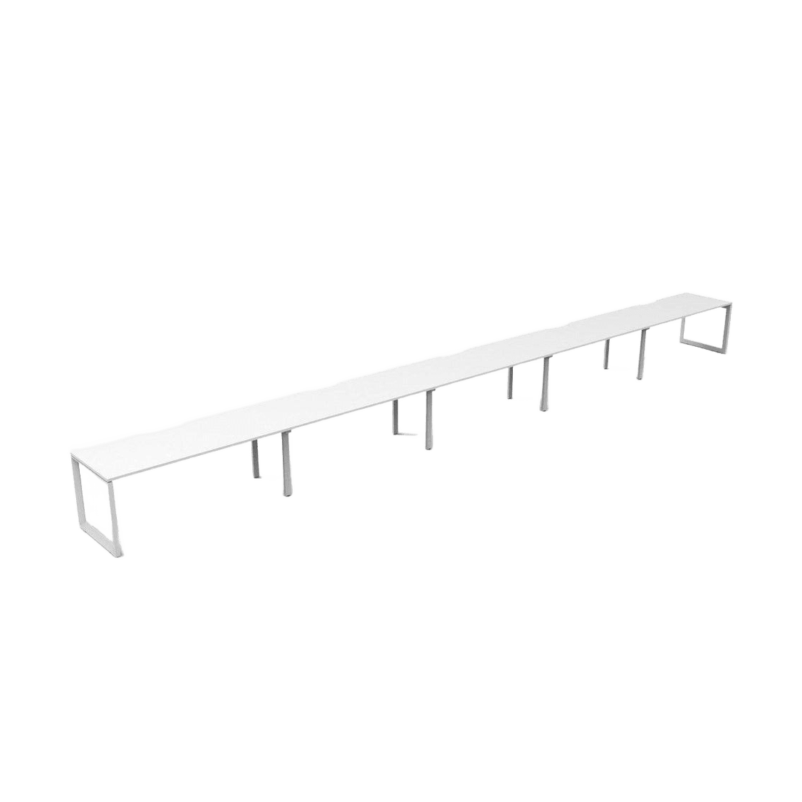 Deluxe Loop Leg Single Sided 5 Person Workstations 5 x 1200x750 / White / White Powdercoat
