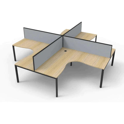 Deluxe Profile 4 Person Corner Workstation with Screens - Office Furniture Company 