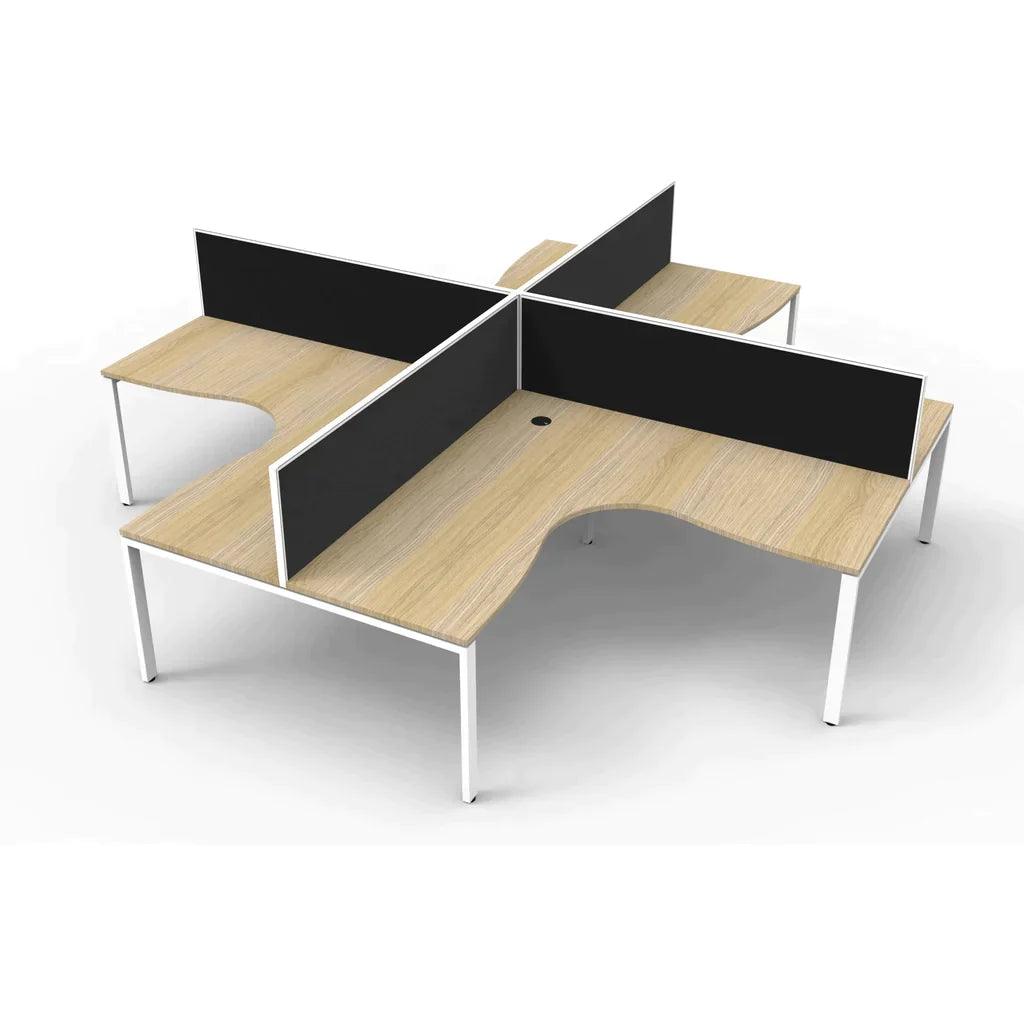 Deluxe Profile 4 Person Corner Workstation with Screens - Office Furniture Company 