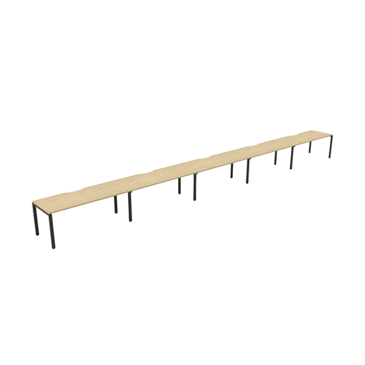 Deluxe Profile Leg 5 Person Workstations 5 X (1200 X 750) Natural Oak Black Powdercoat - Office Furniture Company
