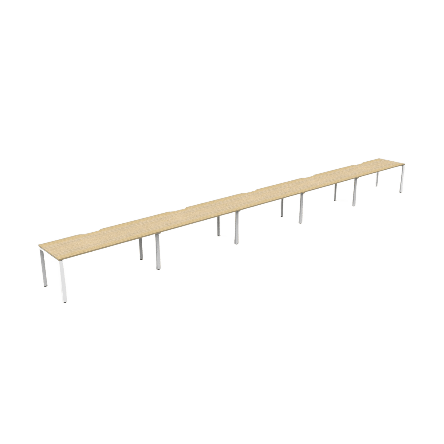 Deluxe Profile Leg 5 Person Workstations 5 x 1200x750 / Natural Oak / White Powdercoat