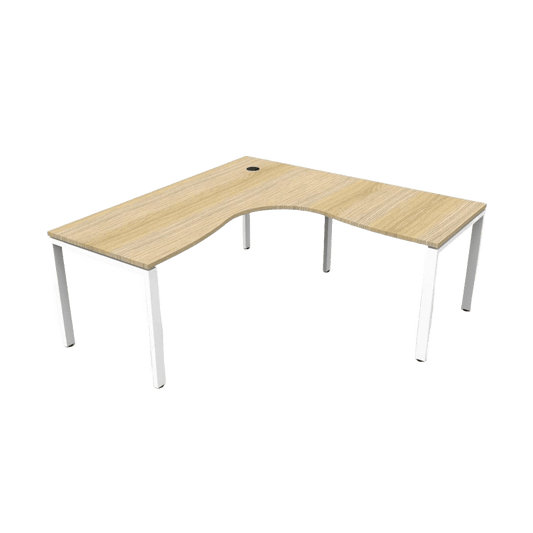 Deluxe Profile Leg Corner Workstation 1500x1500 / Natural Oak / White Powdercoat