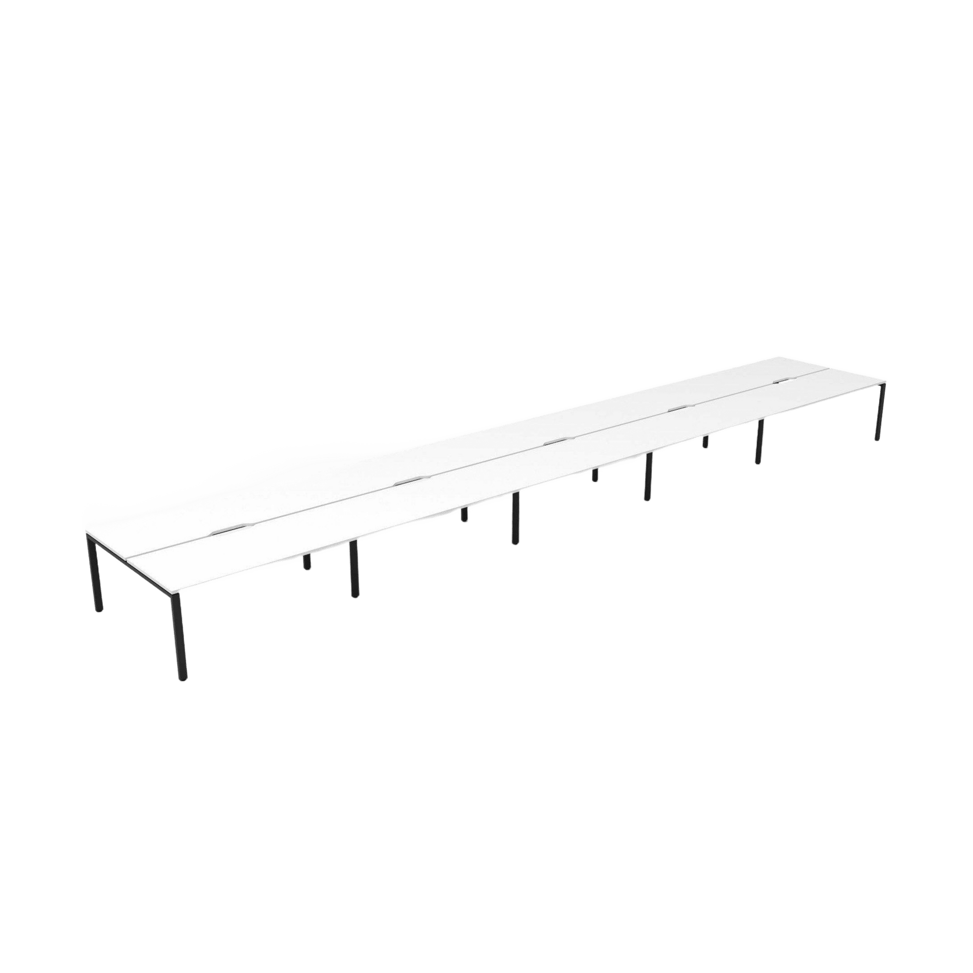 Deluxe Profile Leg Double Sided 10 Person Office Workstations 10 x 1200x750 / White / Black Powdercoat