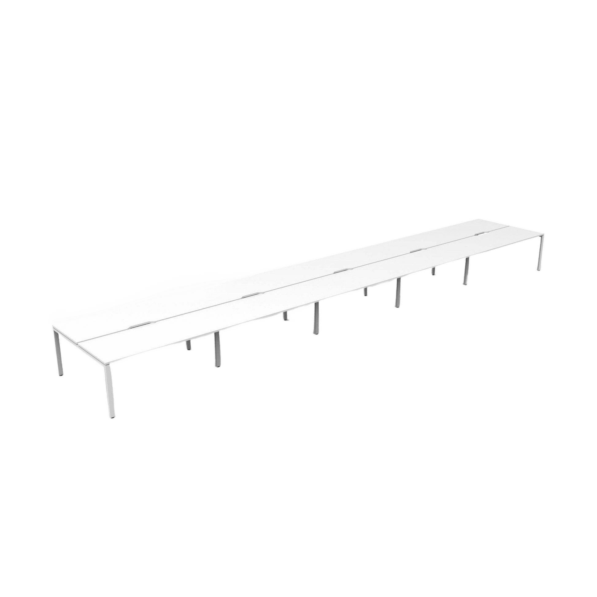 Deluxe Profile Leg Double Sided 10 Person Office Workstations 10 x 1200x750 / White / White Powdercoat