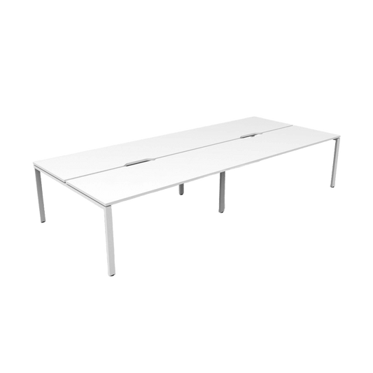 Deluxe Profile Leg Double Sided 4 Person Office Workstations 4 X ( 1200 X 750 ) Natural White White Powdercoat - Office Furniture Company