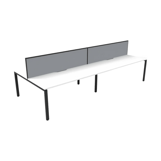 Deluxe Profile Leg Double Sided 4 Person Office Workstations with Screens 4 X ( 1200 X 750 ) White Top / Black Frame Grey Screen With Black Frame - Office Furniture Company