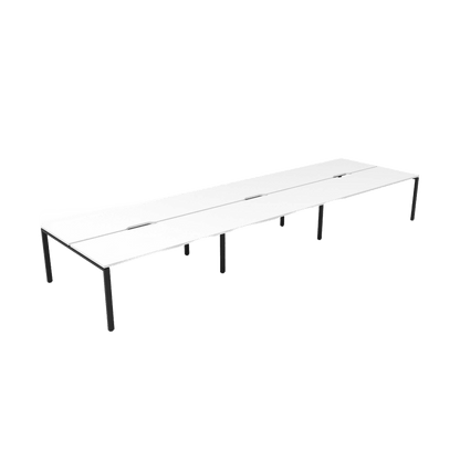Deluxe Profile Leg Double Sided 6 Person Office Workstations 6 X ( 1200 X 750 ) Natural White Black Powdercoat - Office Furniture Company