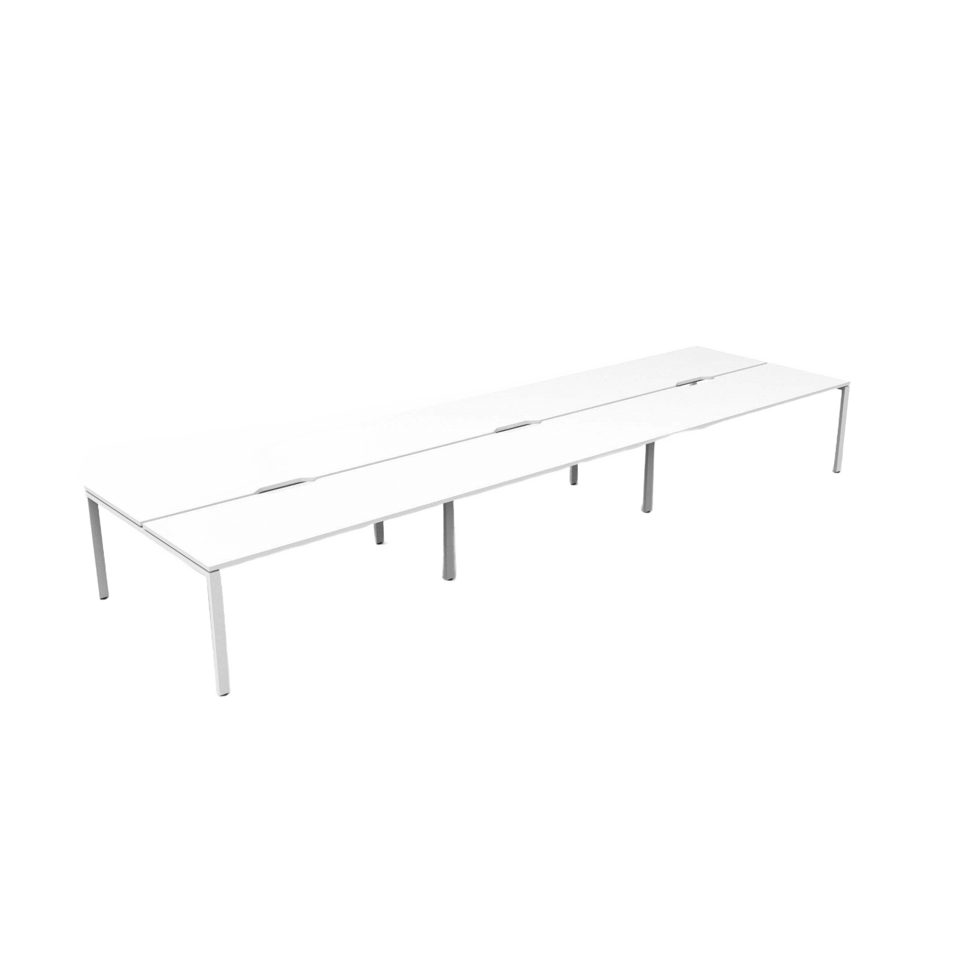 Deluxe Profile Leg Double Sided 6 Person Office Workstations 6 X ( 1200 X 750 ) Natural White White Powdercoat - Office Furniture Company