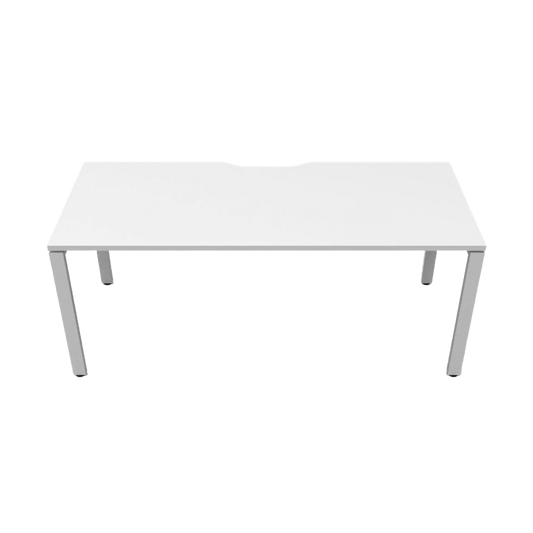 Deluxe Profile Leg Single Desk 1200 X 750 White Melamine White Powdercoat - Office Furniture Company