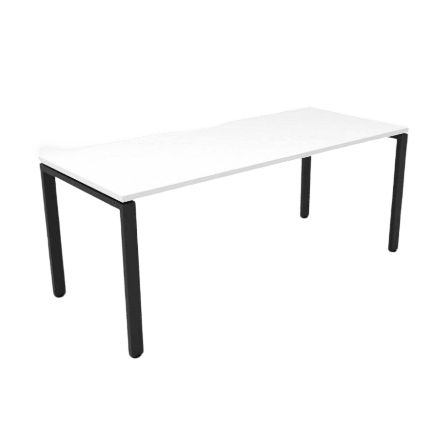 Deluxe Profile Leg Single Desk 1200x750 White White Powdercoat