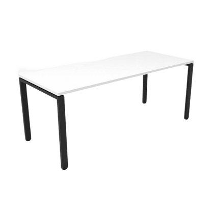 Deluxe Profile Leg Single Desk 1200x750 White White Powdercoat