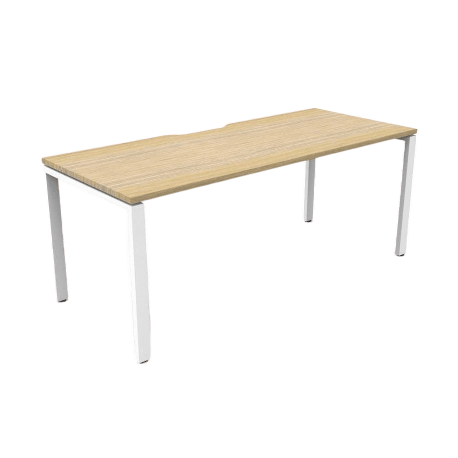 Deluxe Profile Leg Single Desk 1200x750 White White Powdercoat