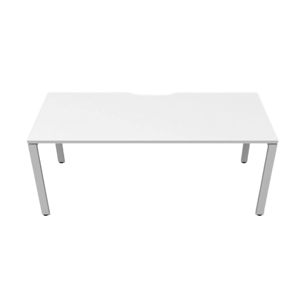Deluxe Profile Leg Single Desk 1200x750 White White Powdercoat