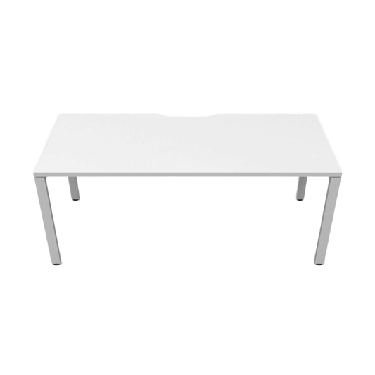 Deluxe Profile Leg Single Desk 1200x750 White White Powdercoat