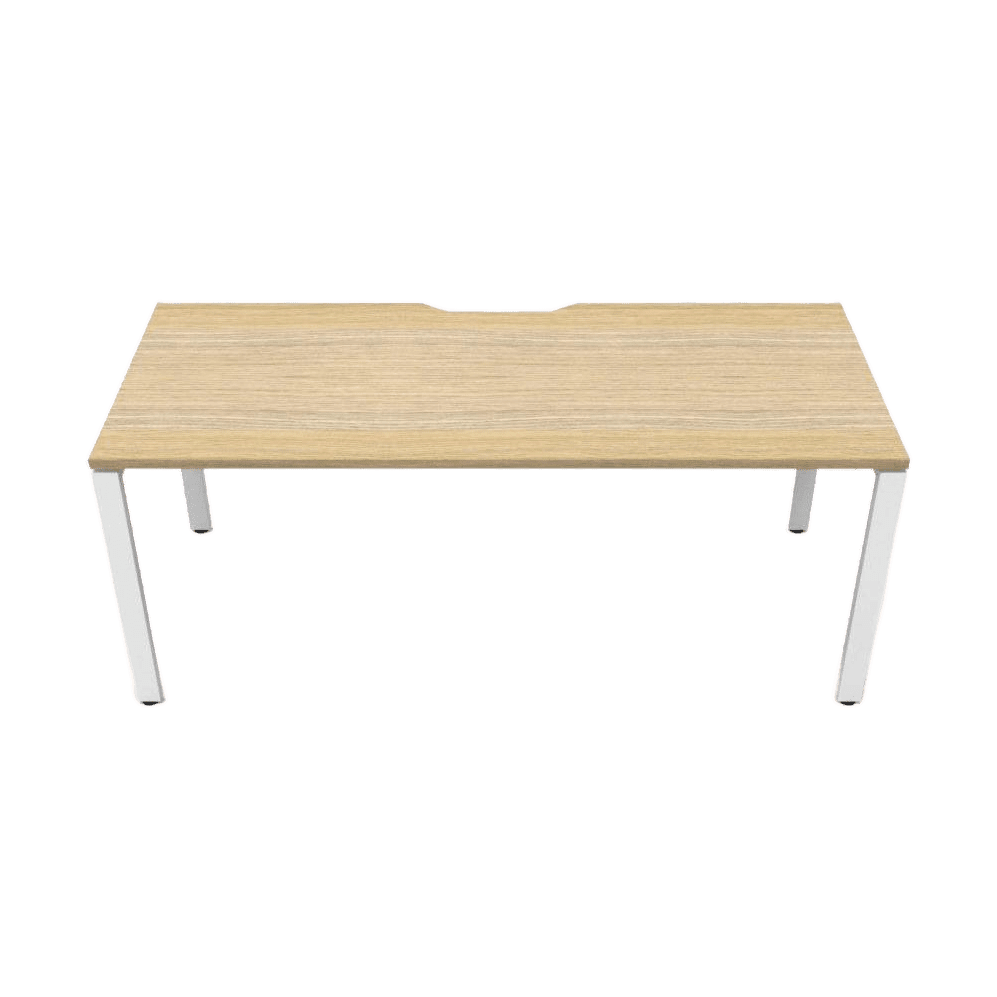 Deluxe Profile Leg Single Desk 1200x750 White White Powdercoat