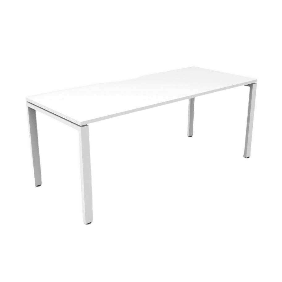 Deluxe Profile Leg Single Desk 1200x750 White White Powdercoat
