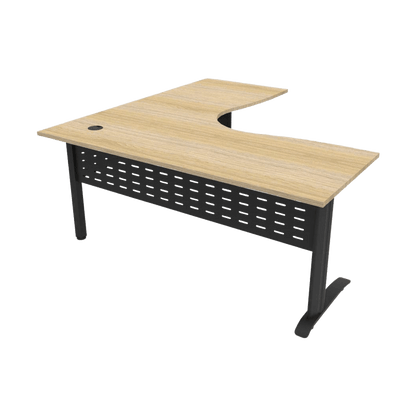 Deluxe Rapid Span Corner Workstation 1500x1500 Black Powdercoat Natural Oak