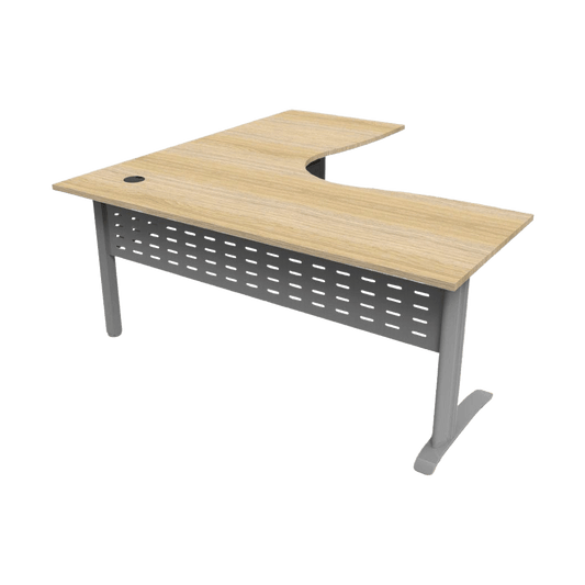 Deluxe Rapid Span Corner Workstation 1800x1200 / Silver / Natural Oak