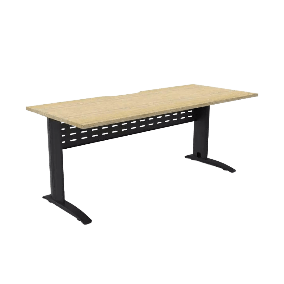 Deluxe Rapid Span Desk 1200 X 750 Natural Oak Black Powdercoat - Office Furniture Company